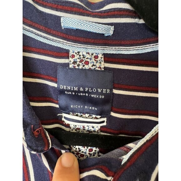 Denim & Flower Men's Blue Short Sleeve Shirt, blue shirt, short sleeve‎ shirt - Picture 3 of 6